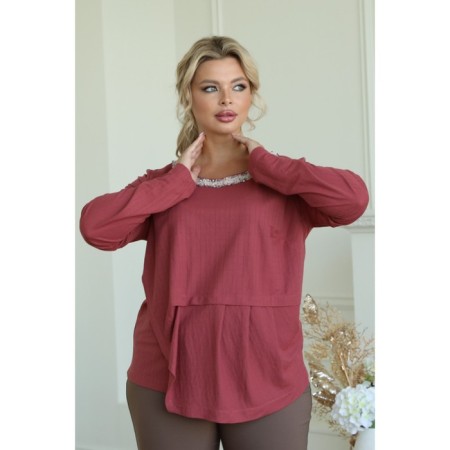 Female blouse, size 54, burgundy color-5
