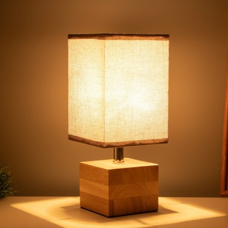 Table lamp "Cube" 1x40W E27 Light wood 11.5x11.5x27cm-1