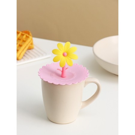 Silicone lid Silicone shade “Flower”, D = 10.5 cm, pink color-3