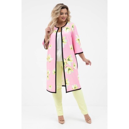 Cardigan female, size 58, white, pink color-5
