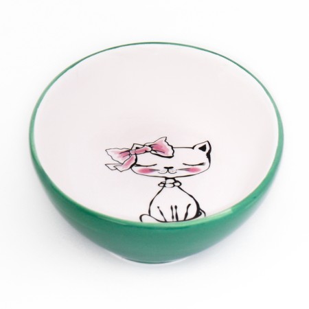 Keramic "cute kisa" saucer 200 ml 15.7 x 11.3 x 3.8 cm, green-4