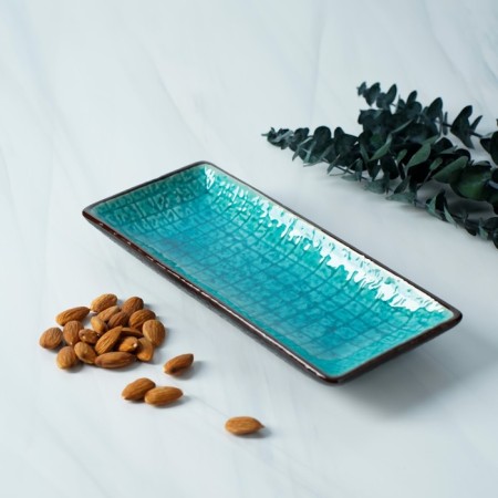 Ceramic rectangular "Tallula", 23.5 × 10 × 3 cm, blue color-3