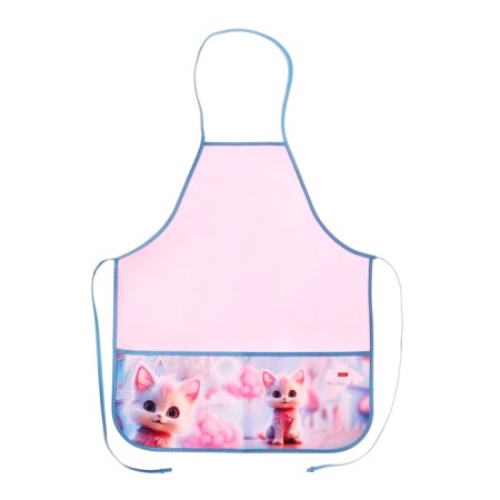 Apron for labor + sleevens, 535 x 445 mm, Hatber "Listen to music!" 2 pockets, pink nfn_34104-1