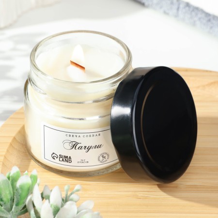 Aromatic candle made of soy wax in a bank, 75 g, patchouli