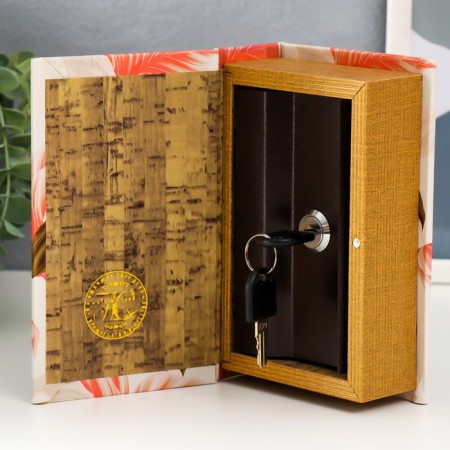Safe-book wood to the leatherette "Flower and leaves" 17x11x5 cm-1