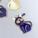 Decor for creativity metal, enamel "cat with a month" Blue 2.1x3 cm