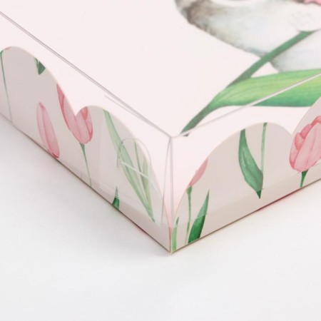 Cookie box, confectionery packaging with PVC lid, “March 8”, 21 x 21 x 3 cm-2