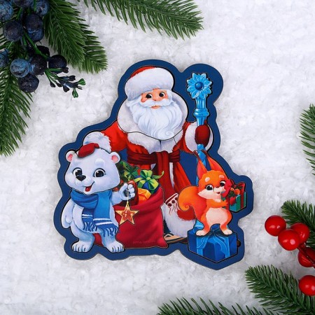 New Year's puzzle "New Year! Grandfather Frost and animals "-1