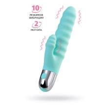 A relief vibrator with clitoral stimulation Flovetta Flax, silicone, mint, 17.5 cm