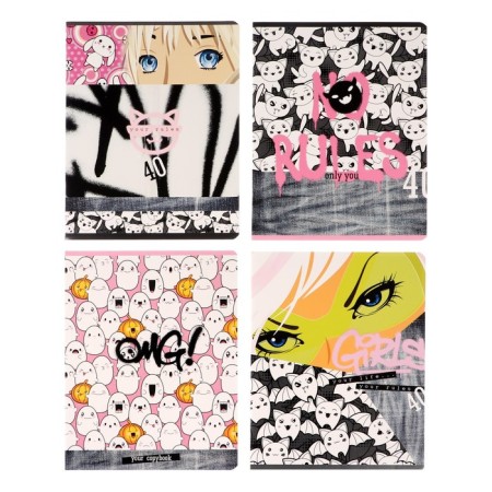 A notebook of 40 sheets in a cage on a clip No Rules, covered cartoon, selective varnish, offset block, mix