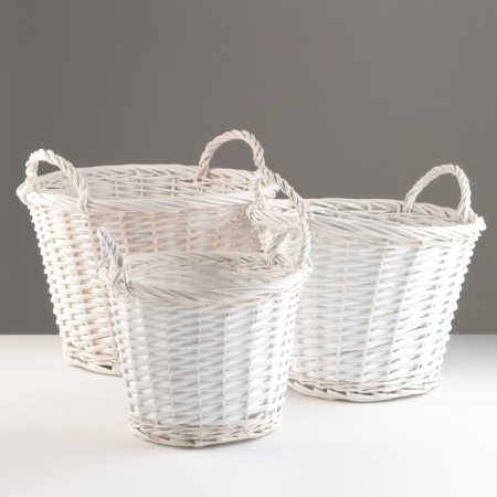 A set of baskets of 3 pcs, d39xh26 cm, d33xh23 cm, d27xh20 cm, white, willow-2
