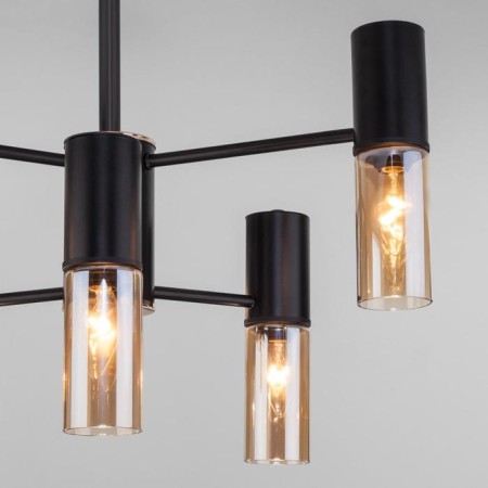 Tesoro chandelier, 6x40W E14, black color, gold-1