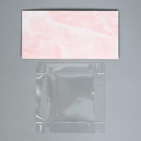 Gift box for flowers with PVC lid, packaging, "marble", 12 x 12 x 12 cm-5