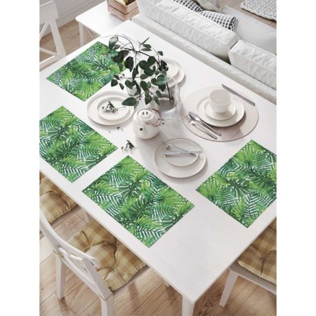 Set of napkins for setting the table "Tropical leaves", rectangular, size 32x46 cm, 4 pcs