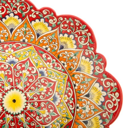 Largan Rishtan ceramics "Flowers", 40 cm, red mix, corrugated-5
