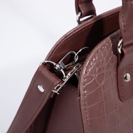 Women's bag El Masta with a zipper, outer pocket, long belt, coffee color-5