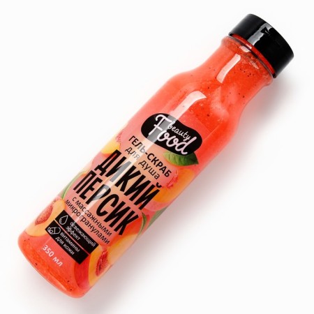 Sugar shower gel-scrub, 350 ml, peach aroma, Beauty Food-2