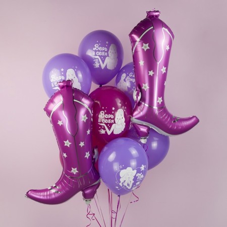 Foil ball 34 "Stylish boots", pink color-1