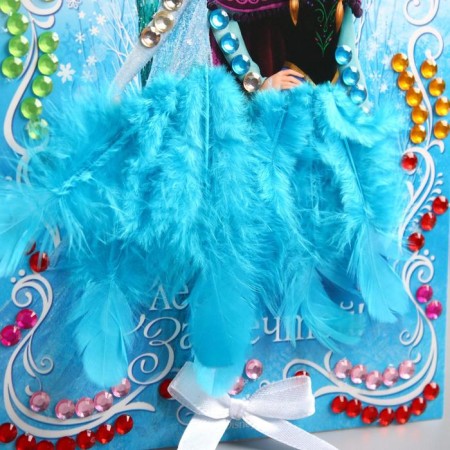 Application with feathers and rhinestones, bow, A5 "Follow the dream!", Cold heart-3