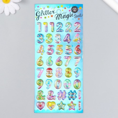 Plastic "Number" sticker with glitter mix 9x20.5 cm-2