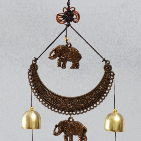 Wind Music Metal "Elephants and Necklace" 5 bells 58 cm-1