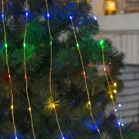 Girlynda "Horse tail" 15 threads of 2 m, IP20, golden thread, 300 LED, glow of multi, 220 V