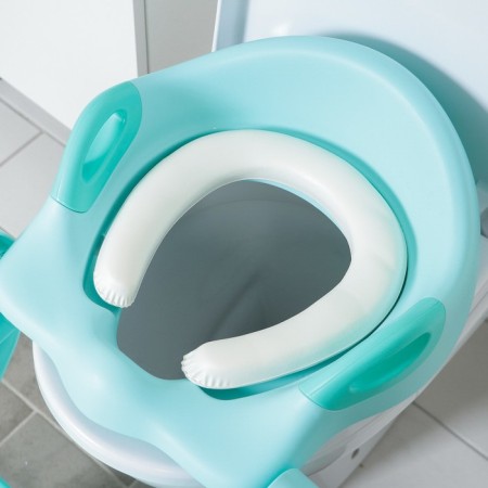 Children's lining - a seat on the toilet, soft, with a step, the color is turquoise-2