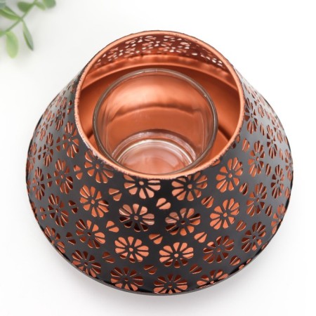 Summary Metal for 1 candle "Chamomile" black with gold 11.5x17x17 cm-4
