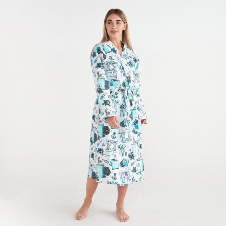Women's robe elongated Ethel "Mint Mood", size 54-56, waffle 200g/m2, cotton-1