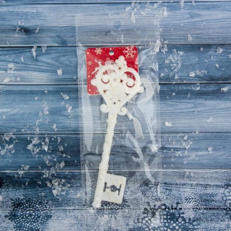 Christmas tree decoration "White Key" 15x4.5 cm, mix, white-2