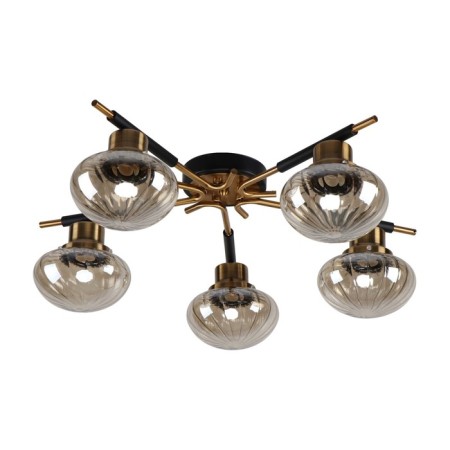 Lamp ceiling Economy light 20794/5gd+bk BR, 5x60W, E27, 17x60x60 cm, gold color