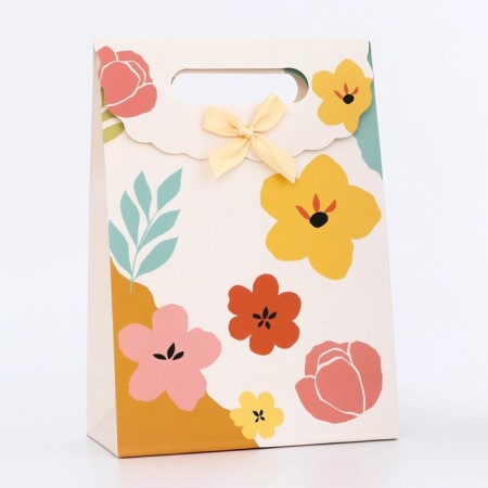 Gift box-package, packaging with a cut pen, "flowers", 19 x 9 x 27 cm