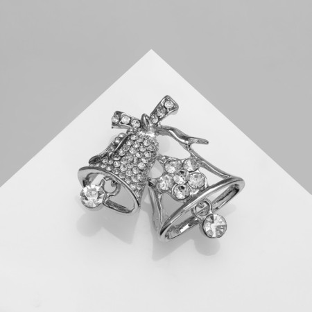 Brooch "Bells", white color in silver-1
