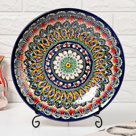 Largan Rishtan ceramics "Patterns", 33 cm, deep, blue-1