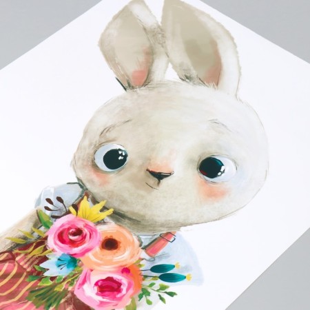 Sticker Plastic Interior color "Bunny in the jumpsuit, with a bouquet" 40x60 cm-2