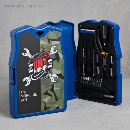 A set of tools in the T -shirt "100% man", gift packaging, 14x22cm-2