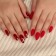 Patch nails, 12 pcs, with glue plates, almonds, red