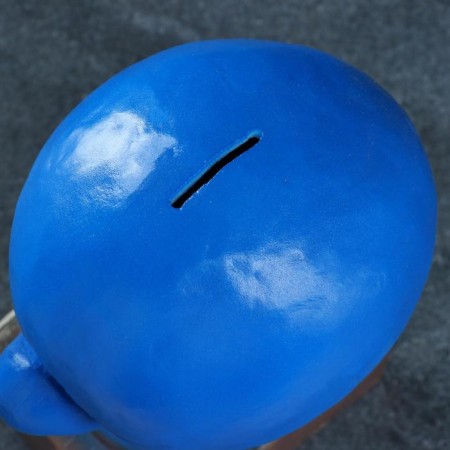 Piggy bank "Boxing glove" blue-gold, 12x14x24.5cm-3