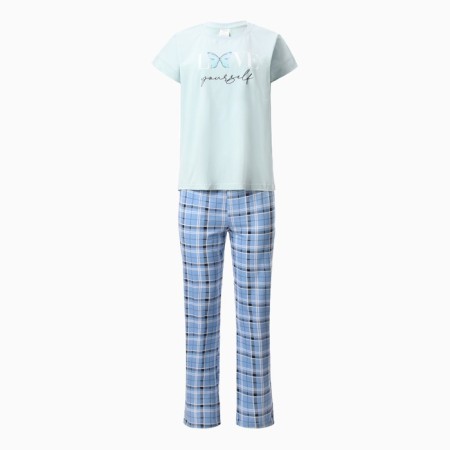 Home home Love set (T -shirt, trousers), blue color, size 46