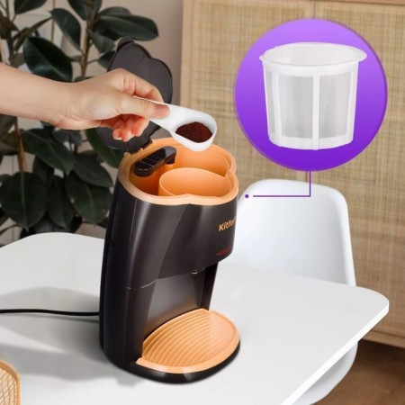 Coffee machine KitFort KT-7399, Capilny, 450 W, 0.25 L, black-orange-2