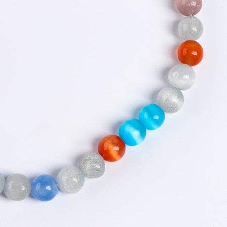 Beads made of natural stone "Cat Eye" set of 50 pcs., 1 pc. - 8 mm, mix