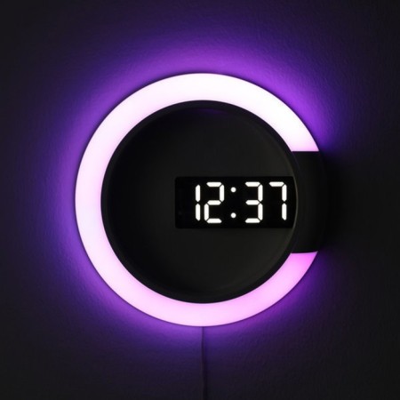 Electronic wall clock: 7 backlight modes, alarm clock, thermometer, 30.5 x 3.5 cm