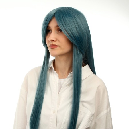 Carnival wig "anime" blue color, long-2