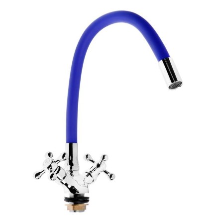 Kitchen mixer Zein Z2105, two -wound, silicone spout, blue/chrome-4