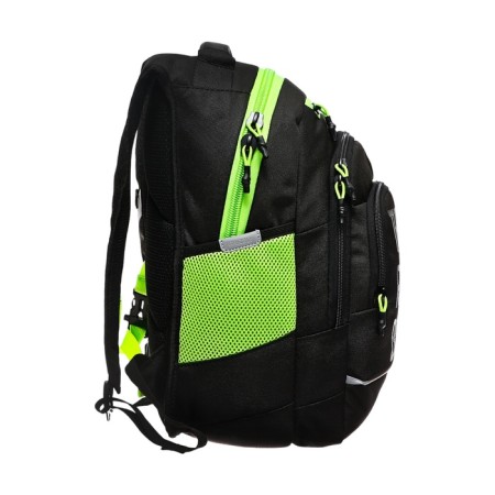 School backpack, 40 x 25 x 22 cm, Grizzly, ergonomic back, laptop compartment, black/green-2