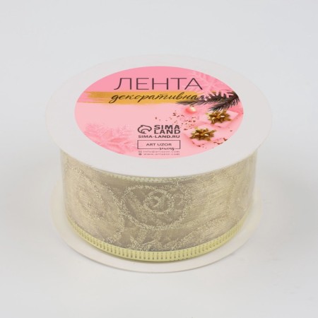 Kapron tape with metal thread "monogram", 38 mm × 2.7 ± 0.5 m, the color of the gold-1
