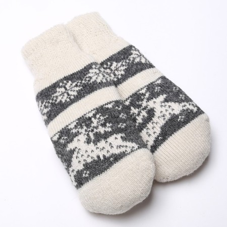Women's mittens, white/gray color, size 20-22