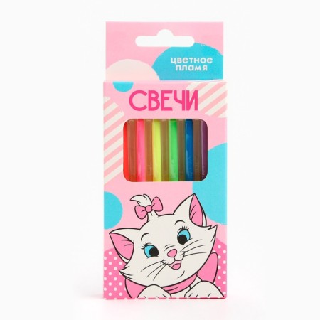 A set of candles in a cake 6 pieces, with a colored flame, cats aristocrats-3