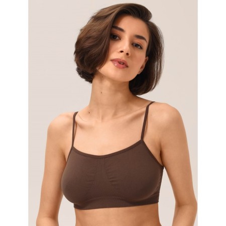 Female top on thin straps Top Spalla Stretta, size 44-46, dark brown color