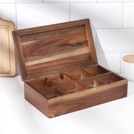 Organizer for tea and kitchen supplies, 31 × 17.5 × 8 cm, 8 cells, tropical acacia-1